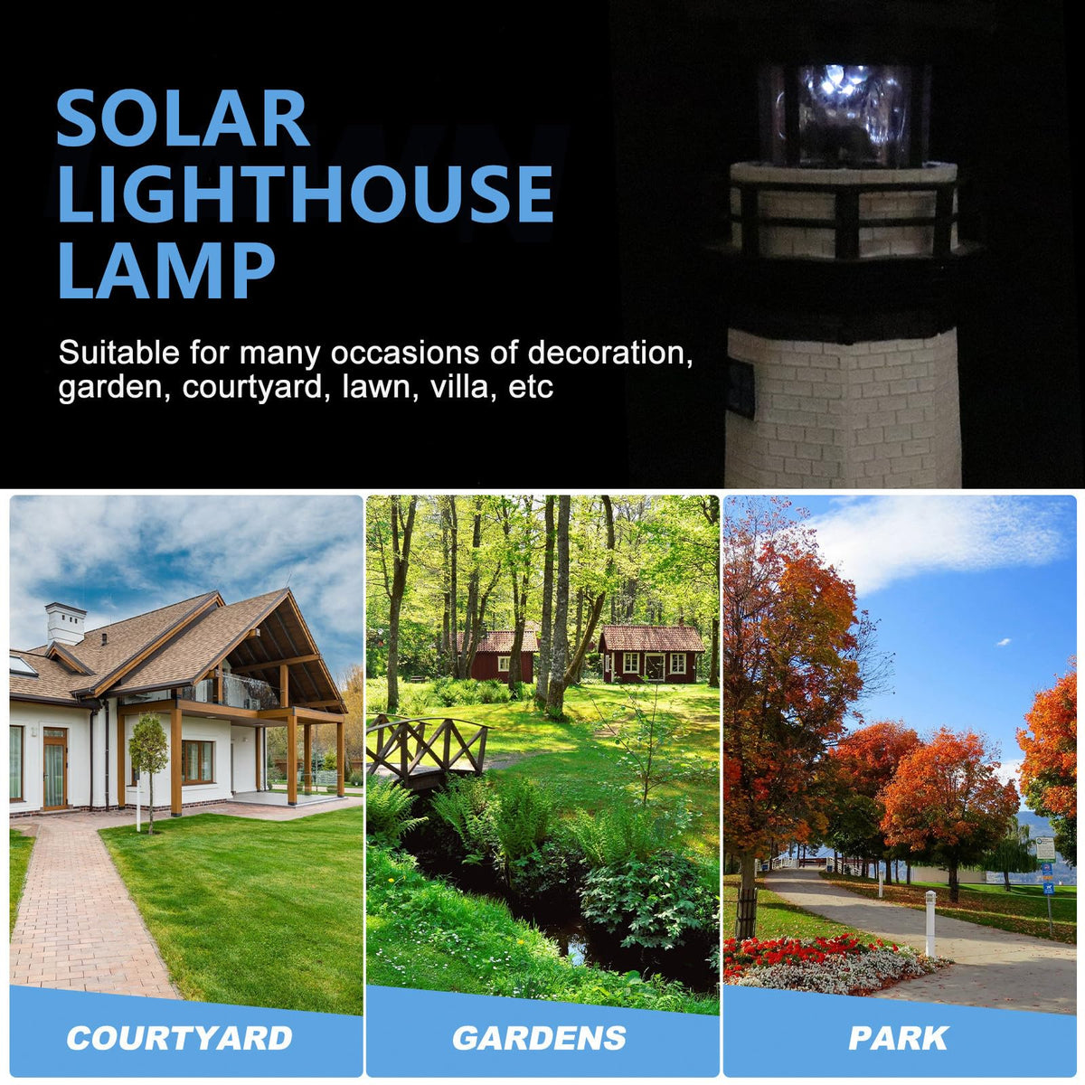 Solar Powered Lighthouse Resin LED Light P264