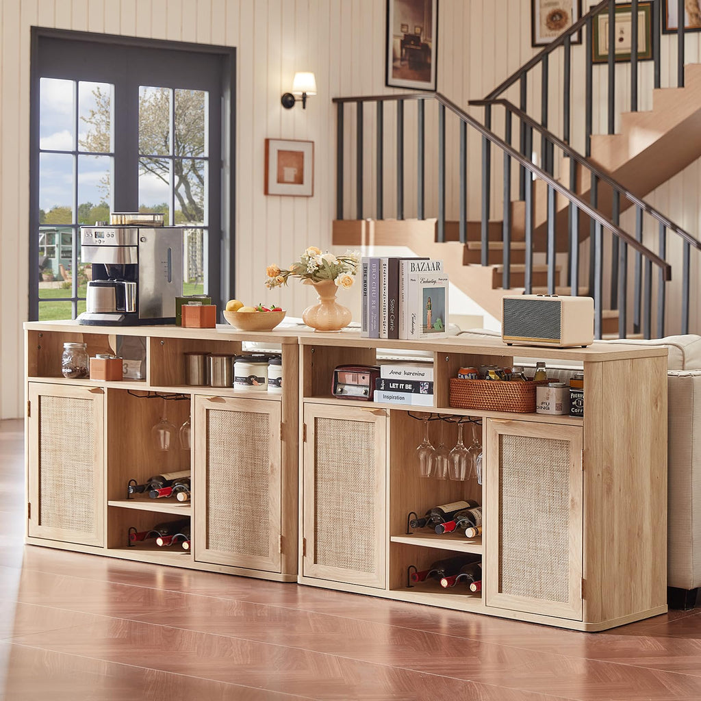 Rattan Wine Bar Cabinet with Storage P72823