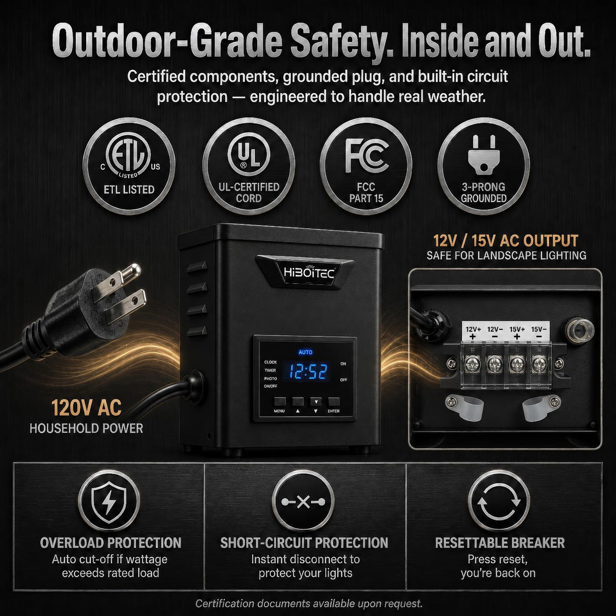 400W Low Voltage Landscape Transformer with Photocell Sensor Timer M55750