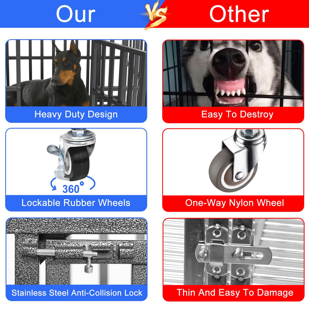 37" Heavy Duty Metal Dog Crate with Removable Tray C2941