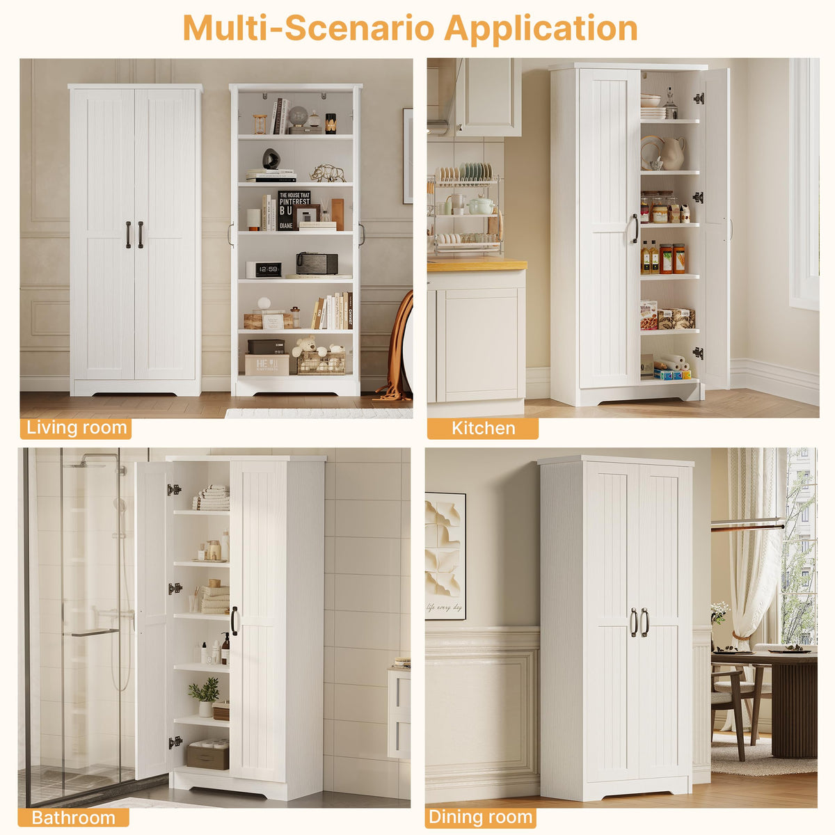 70" Tall Wood Storage Cabinet with 6 Adjustable Shelves V874460