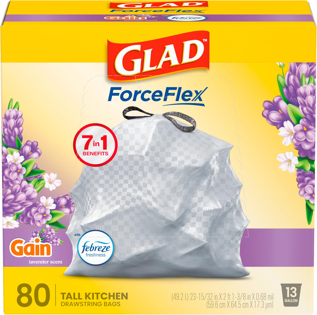 13 Gal Lavender Drawstring Trash Bags, 80 Ct X18000