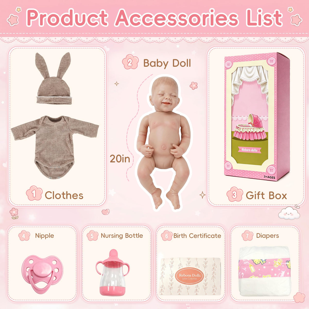 20 Inch Lifelike Reborn Baby Doll with Soft Vinyl Body X269112