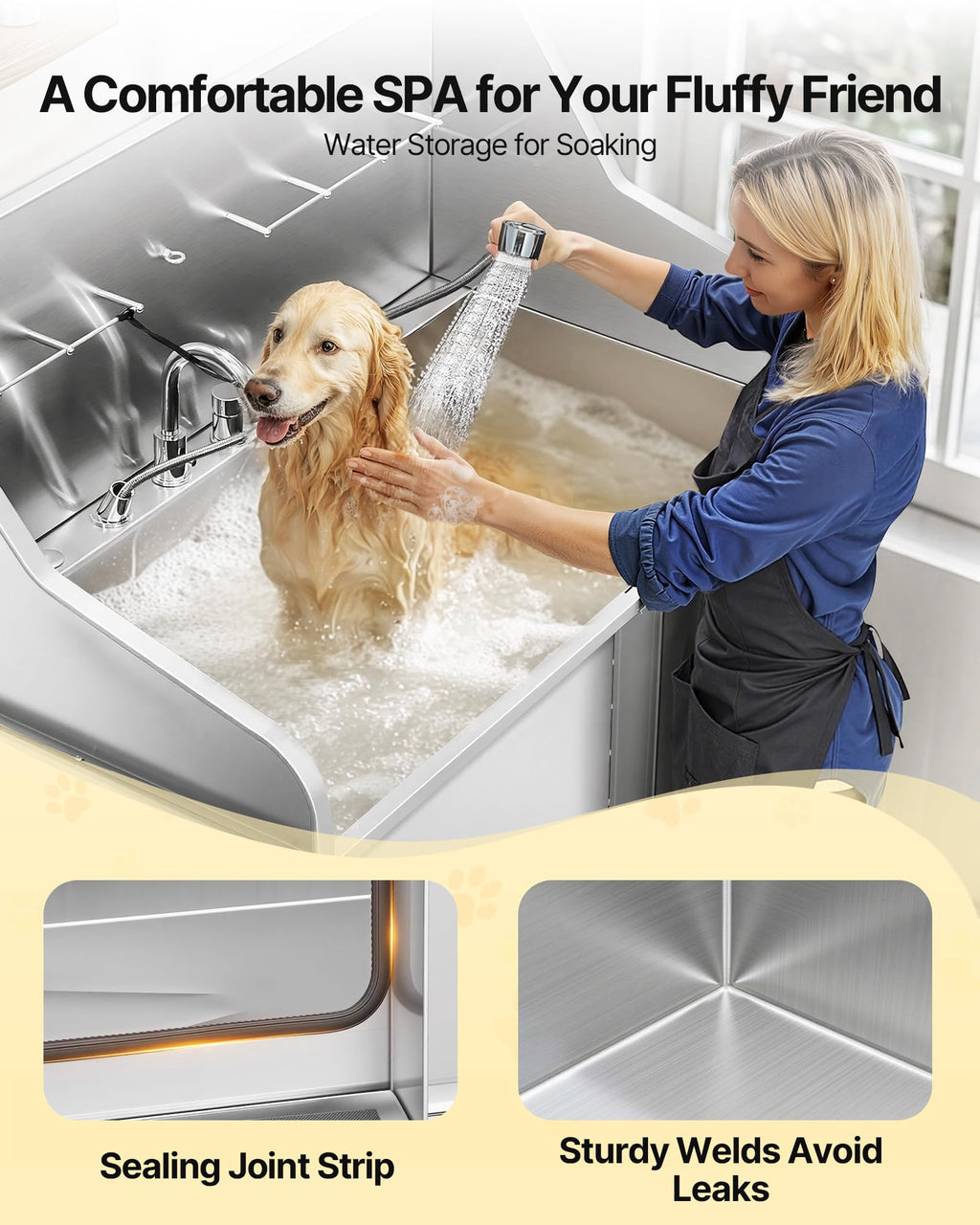 50 Inch 304 Stainless Steel Dog Bath Tub with Ramp X769665
