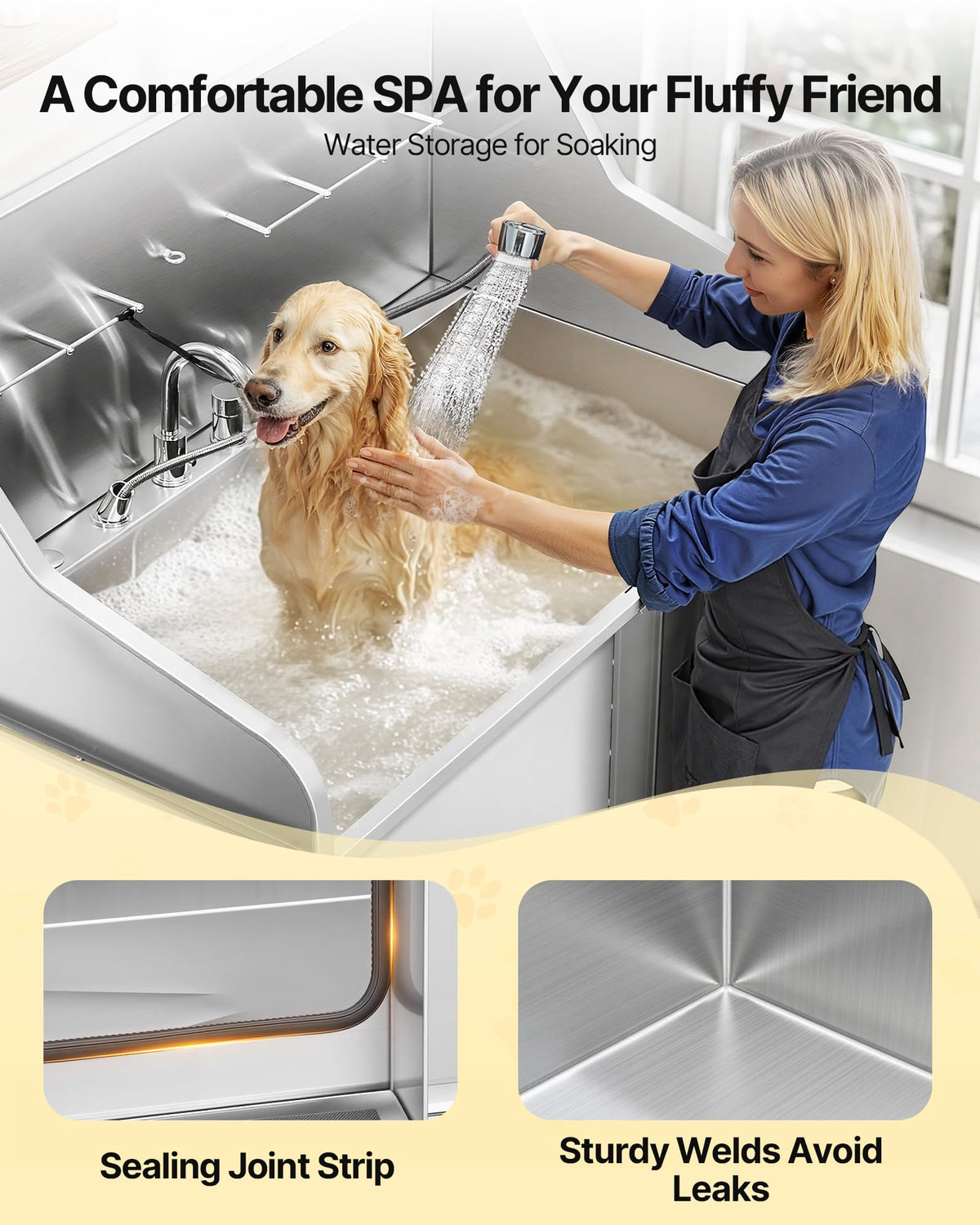 50 Inch 304 Stainless Steel Dog Bath Tub with Ramp X769665