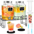 2 Pcs 2 Gallon Glass Beverage Dispenser with Stand J904448