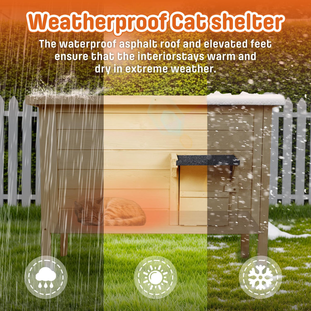 Large Insulated Weatherproof Outdoor Cat House Y192399