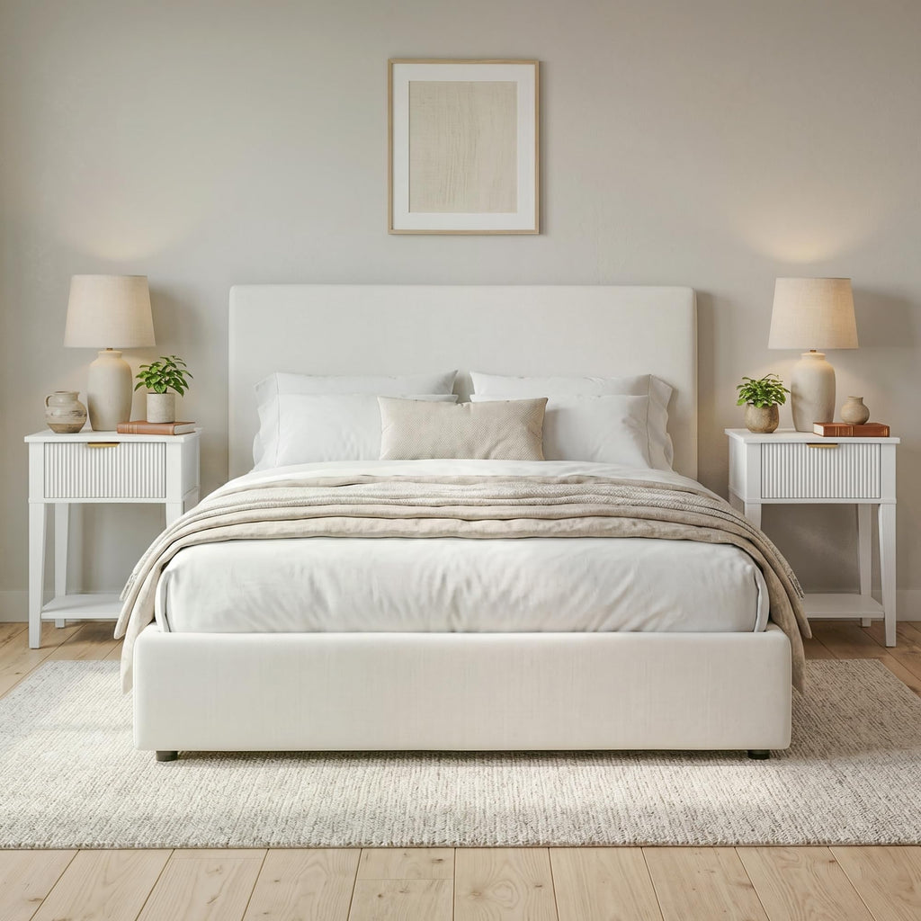 White Nightstand with Drawer and Open Shelf I38172