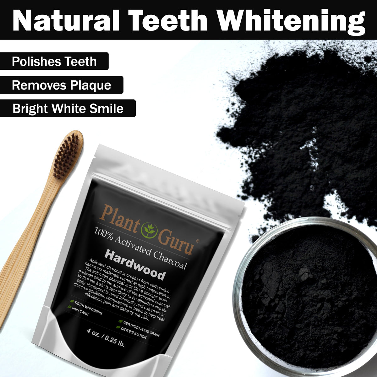 Activated Charcoal Powder 1 lb. Jar Food Grade Kosher Non-GMO D642