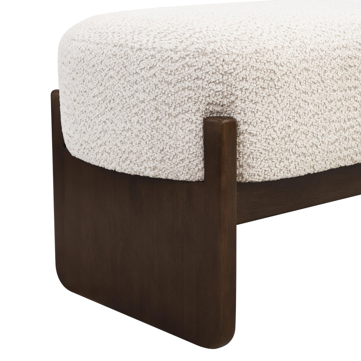 Beige Brown Loop Yarn Fabric Ottoman Bench Z324
