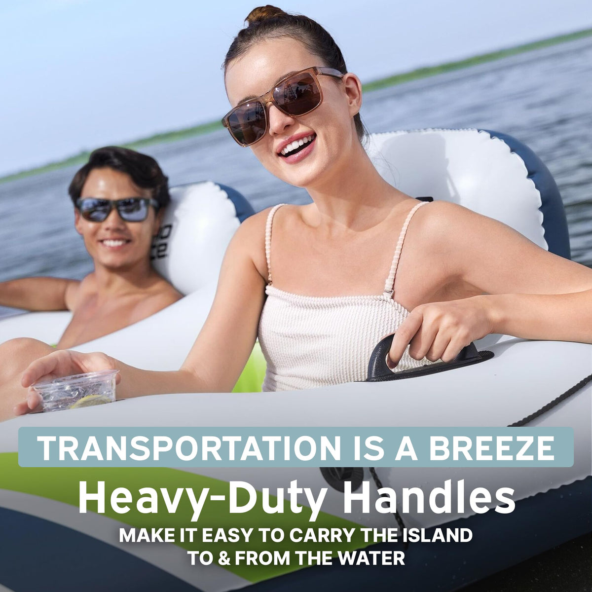 4 Person Inflatable Lounger with Cup Holders F323