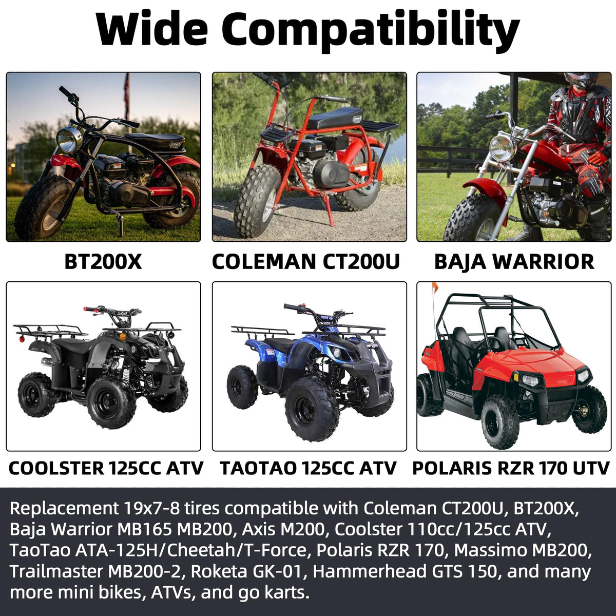 19x7-8 Tubeless All-Terrain ATV UTV Tires C286013