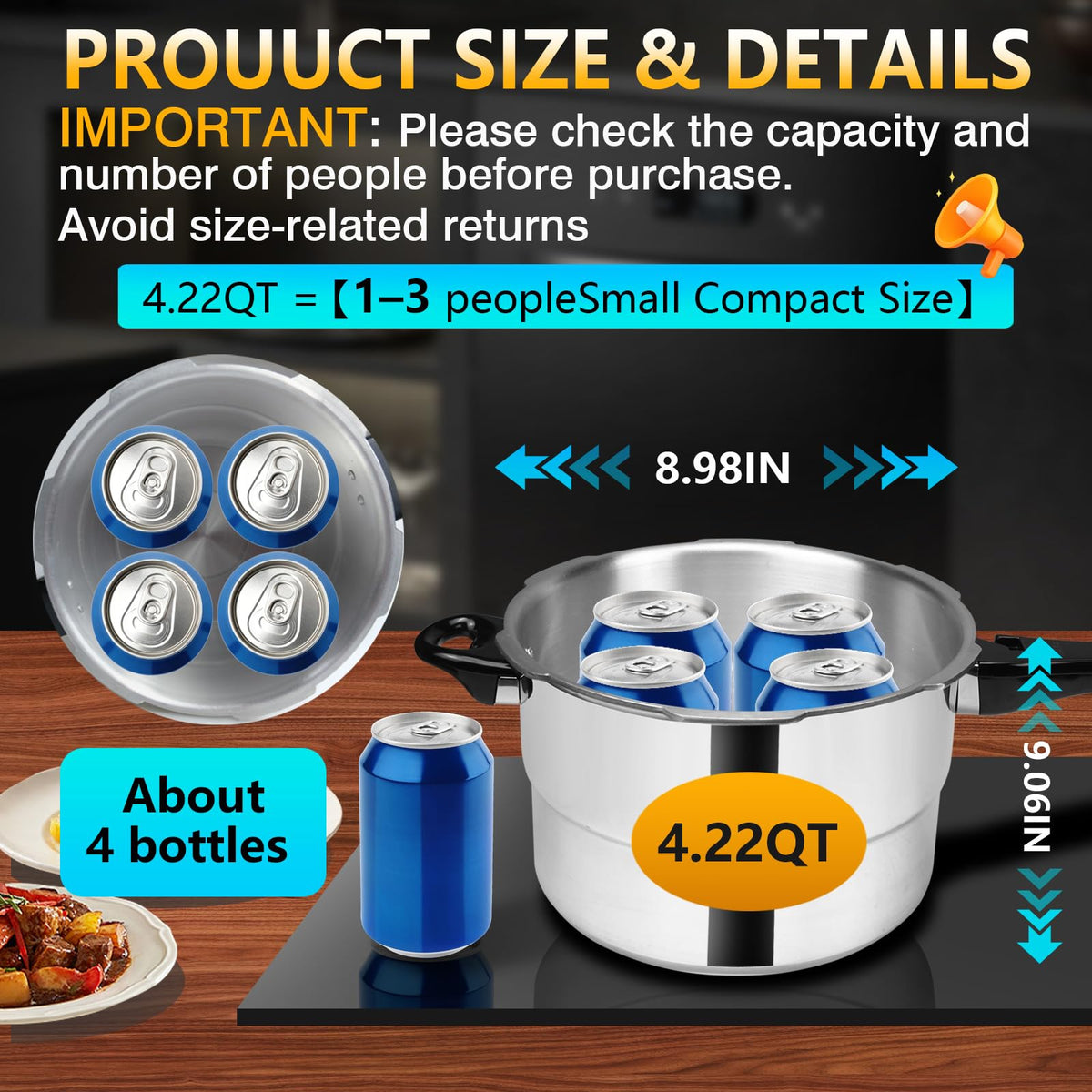 4.23 Quart Aluminum Stovetop Pressure Cooker M24676