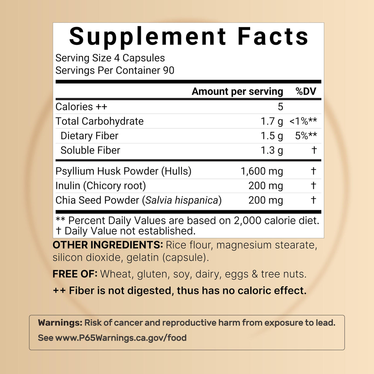 Psyllium Husk Fiber Capsules 2,000mg 360 Caps I88972