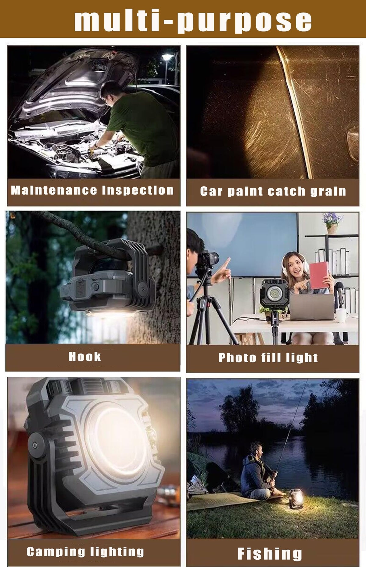 Rechargeable Magnetic COB Work Light 1500LM Waterproof Foldable N25321