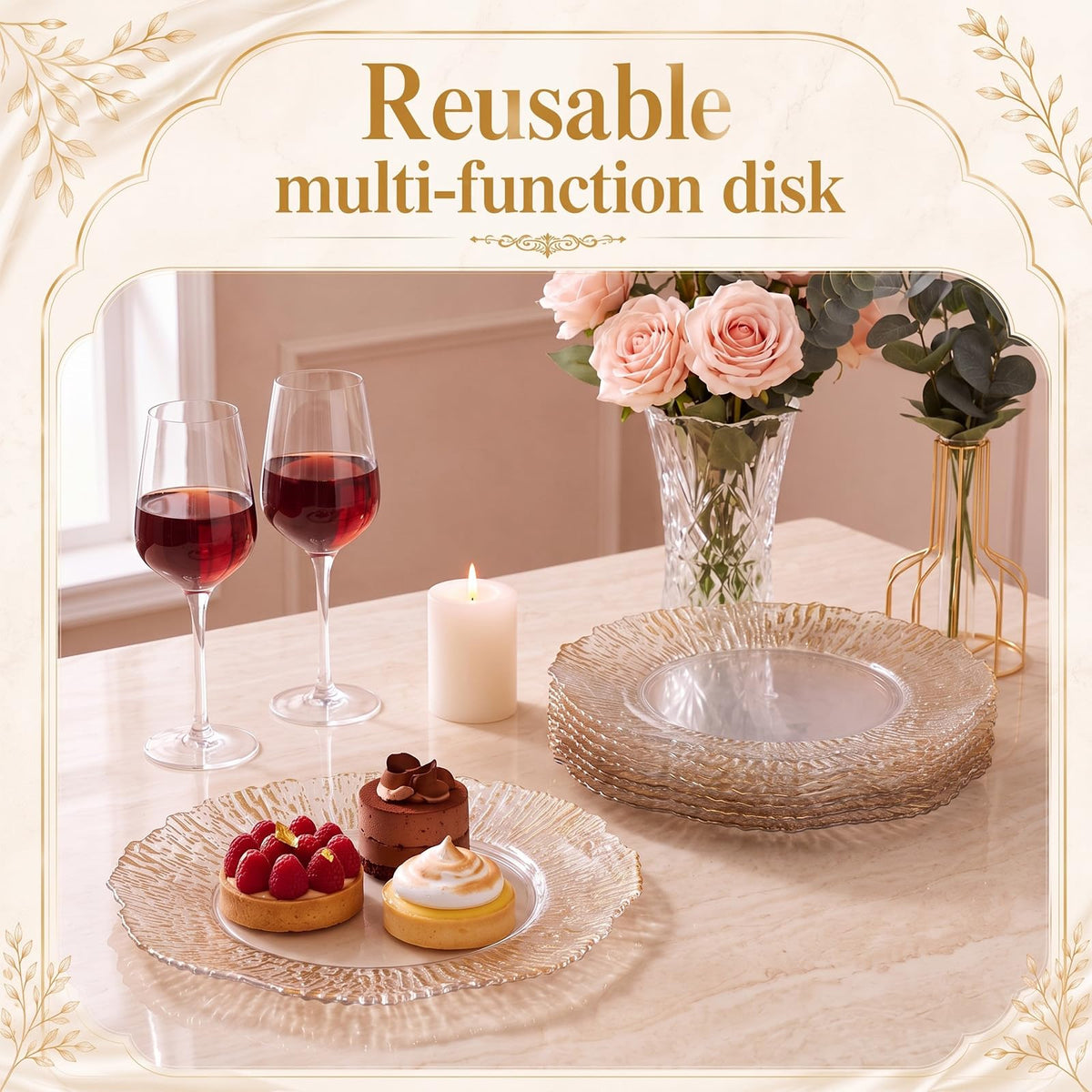 12 Pcs Baroque Plastic Charger Plates U456064