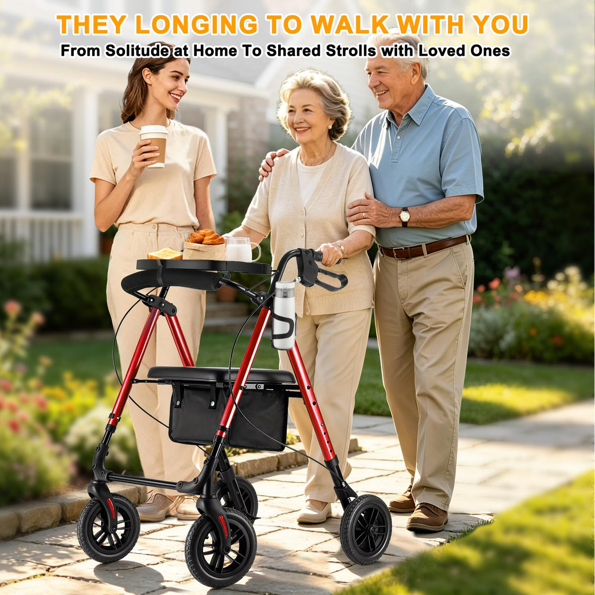 Foldable Rollator Walker with Seat & Tray K716
