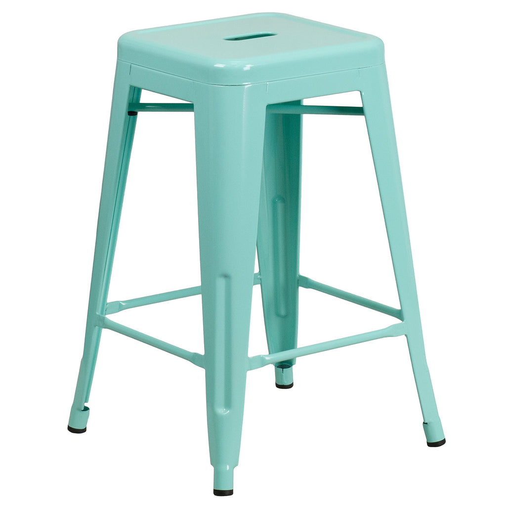 Mint Green Indoor-Outdoor Counter Height Stool D73741