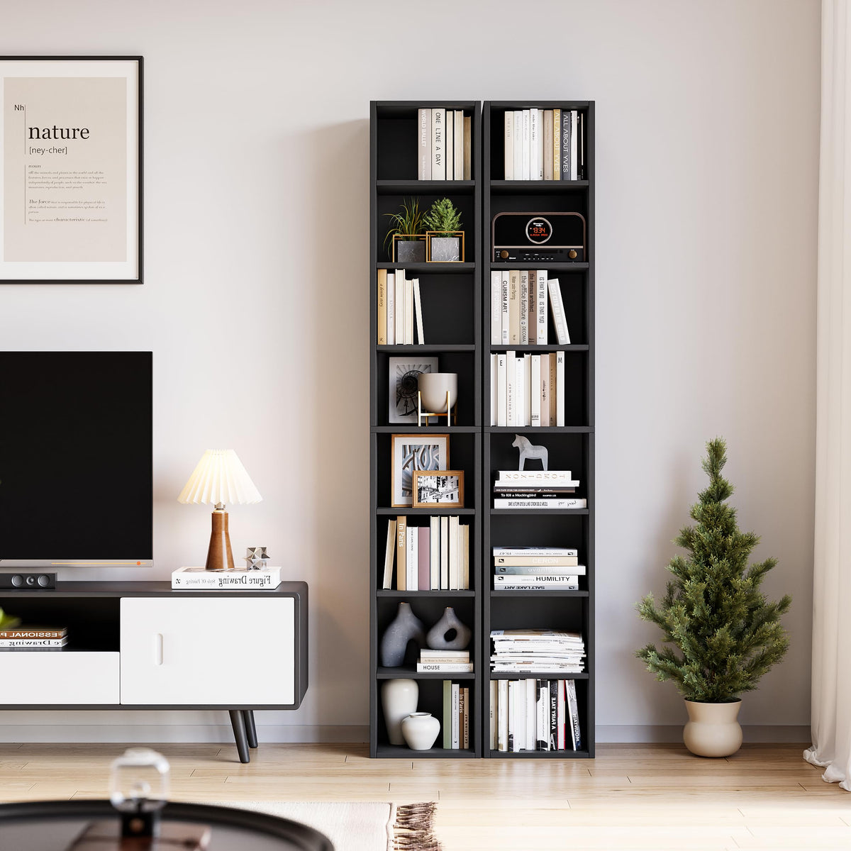 71 Inches Tall Narrow 8-Tier Bookcase with Adjustable Shelves Z116298