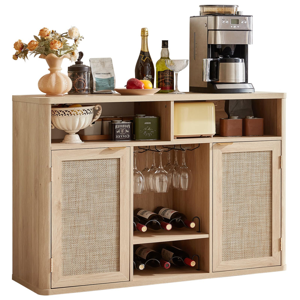 Rattan Wine Bar Cabinet with Storage P72823