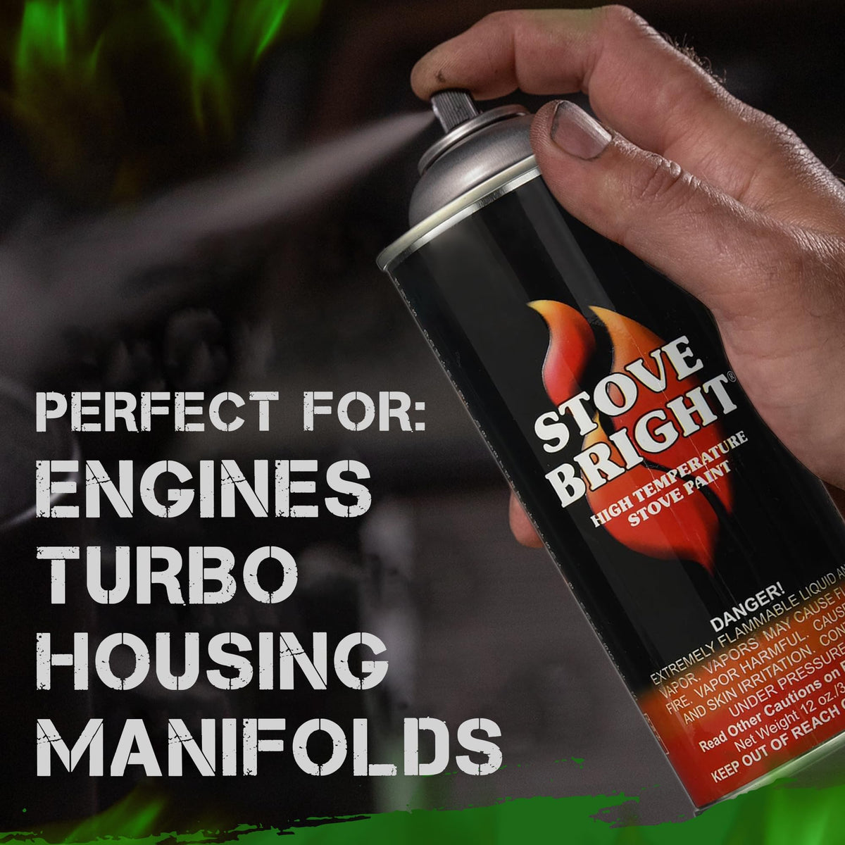 High Temp Satin Spray Paint for Metal, Forest Green, 12 Oz X66550