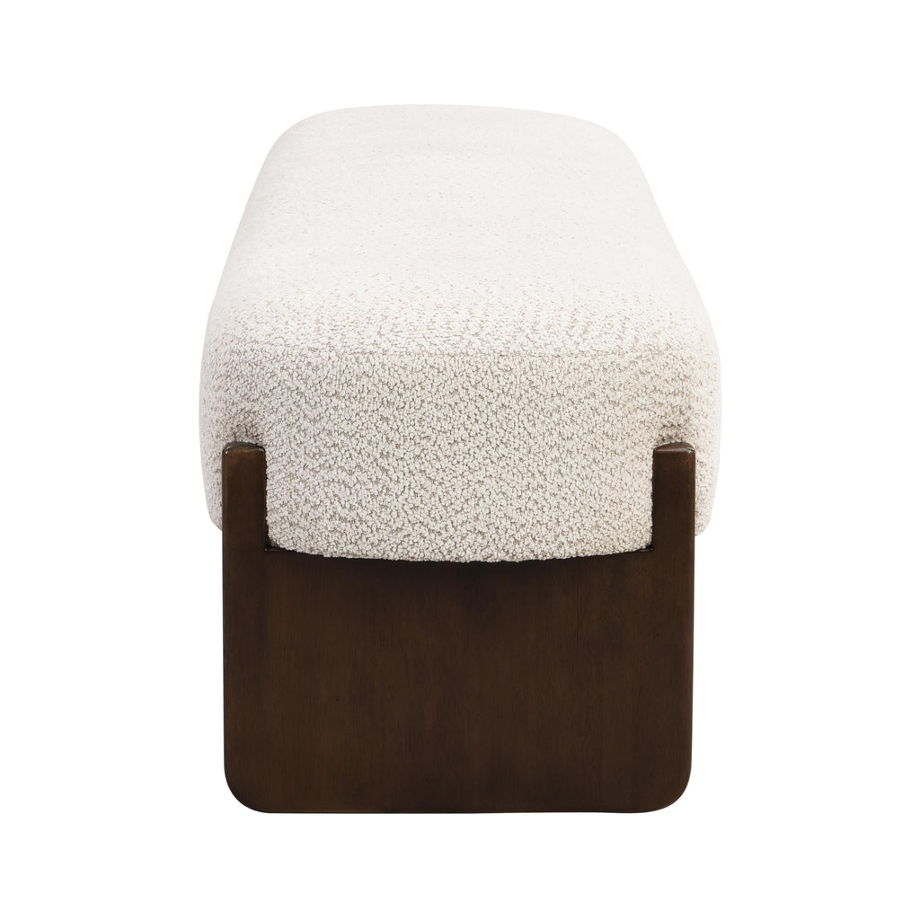Beige Brown Loop Yarn Fabric Ottoman Bench Z324