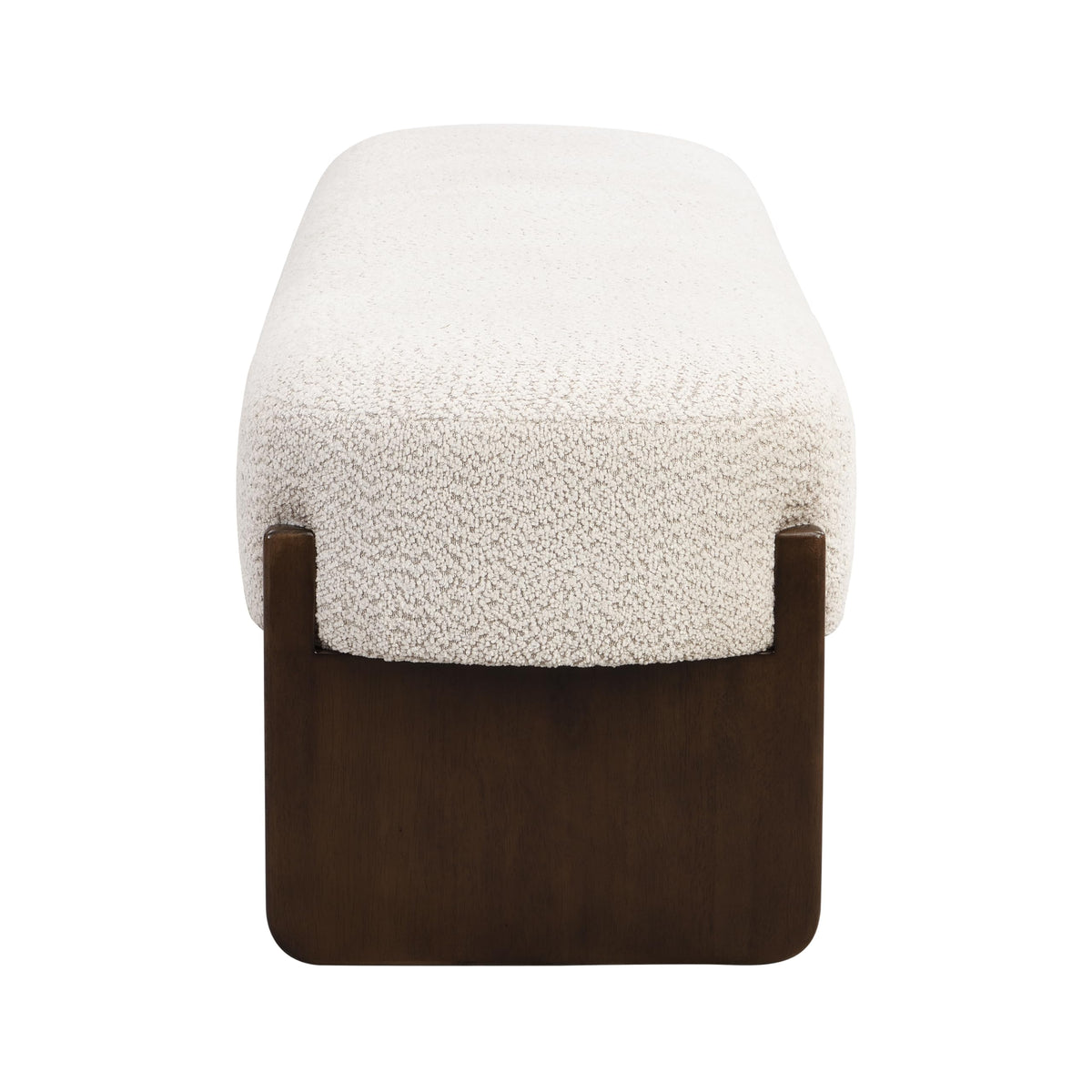 Beige Brown Loop Yarn Fabric Ottoman Bench Z324