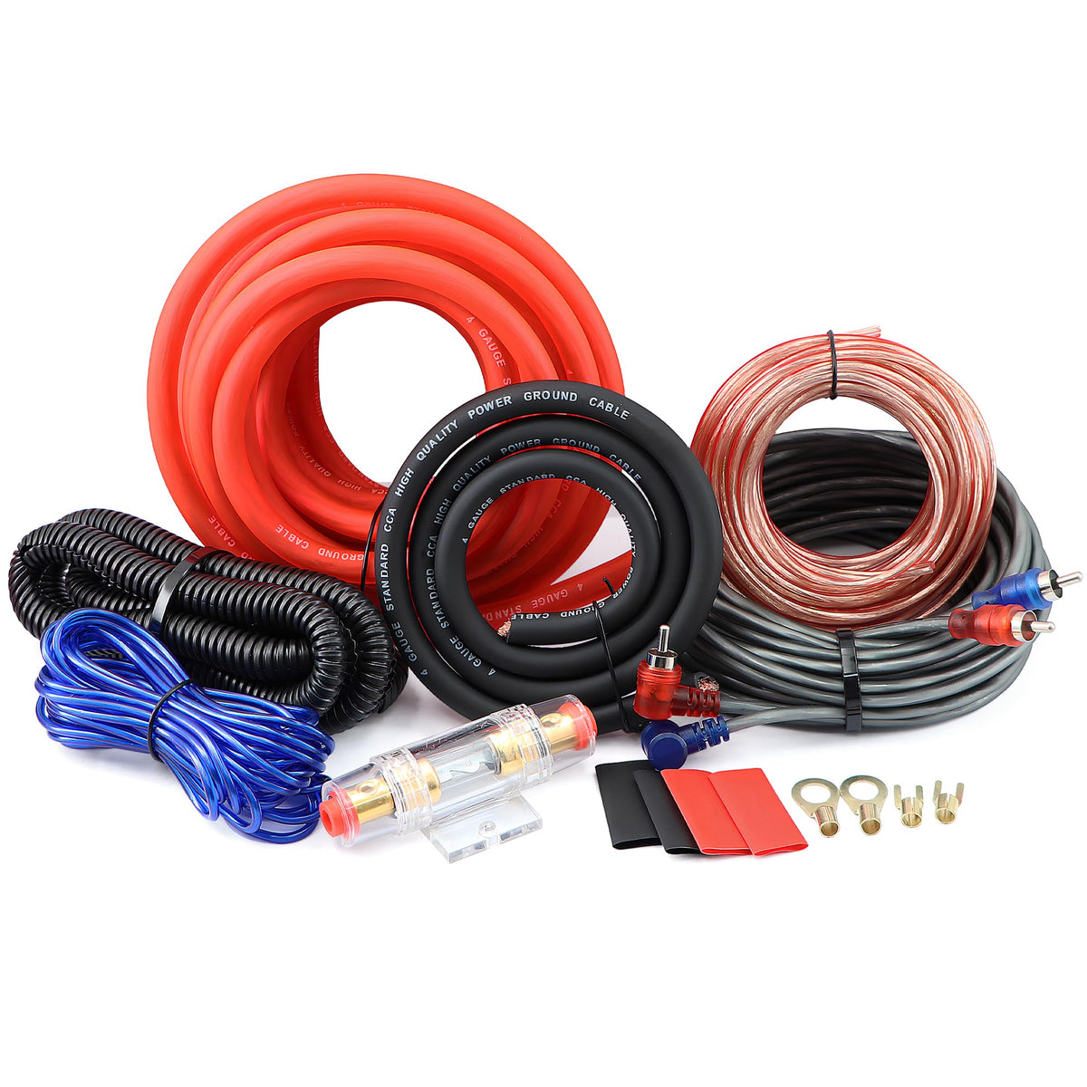 4 Gauge Audio Amplifier Wiring Kit 1200W CCA with Fuse & RCA B95194