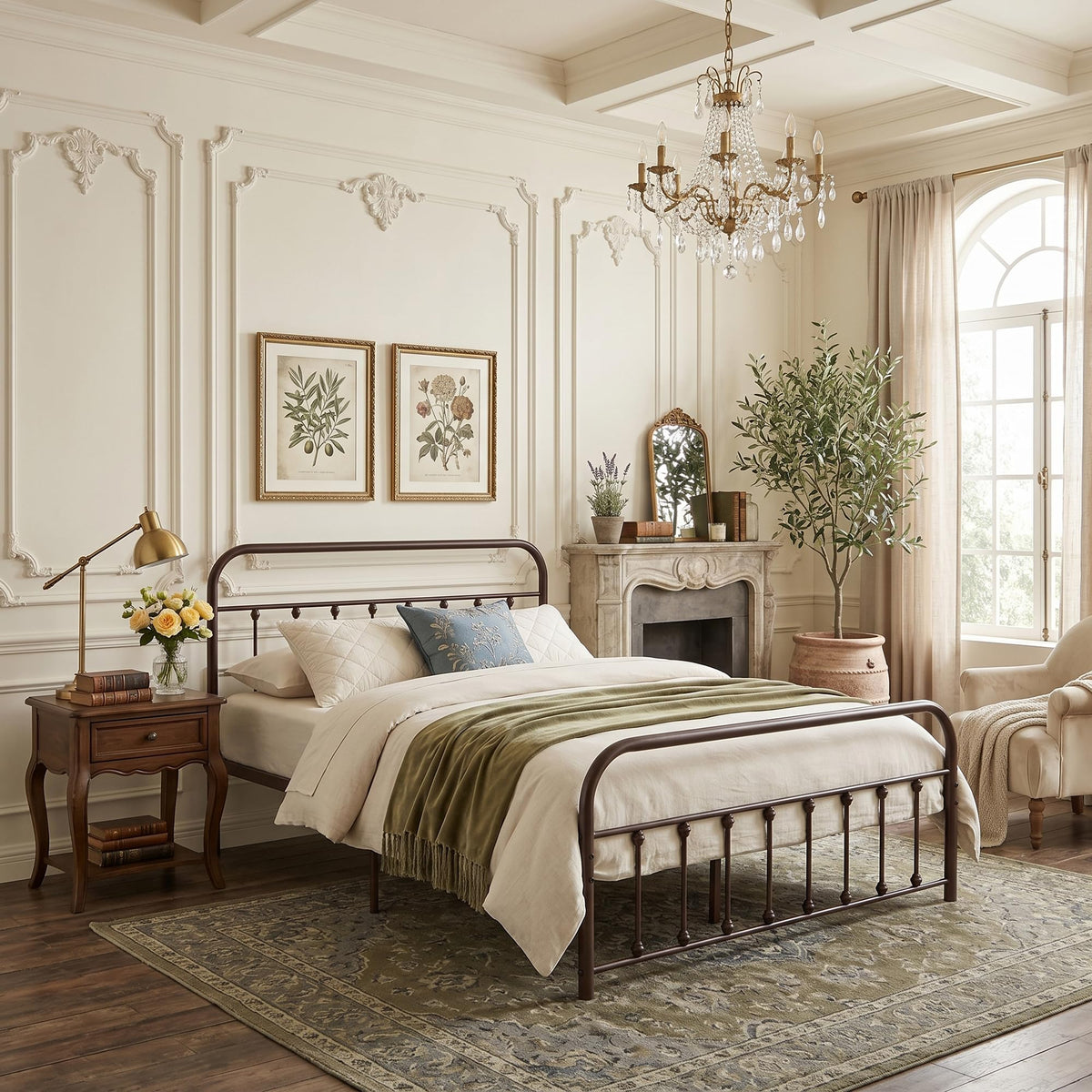 Full Size Metal Bed Frame with Headboard and Footboard C8315