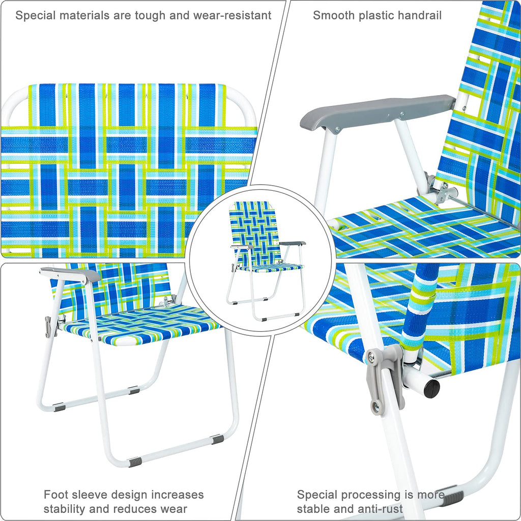 Blue Strip Set of 2 Folding Beach Chairs I2409