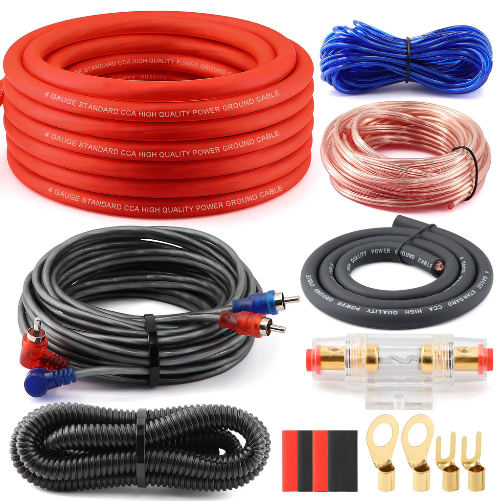 4 Gauge Audio Amplifier Wiring Kit 1200W CCA with Fuse & RCA B95194