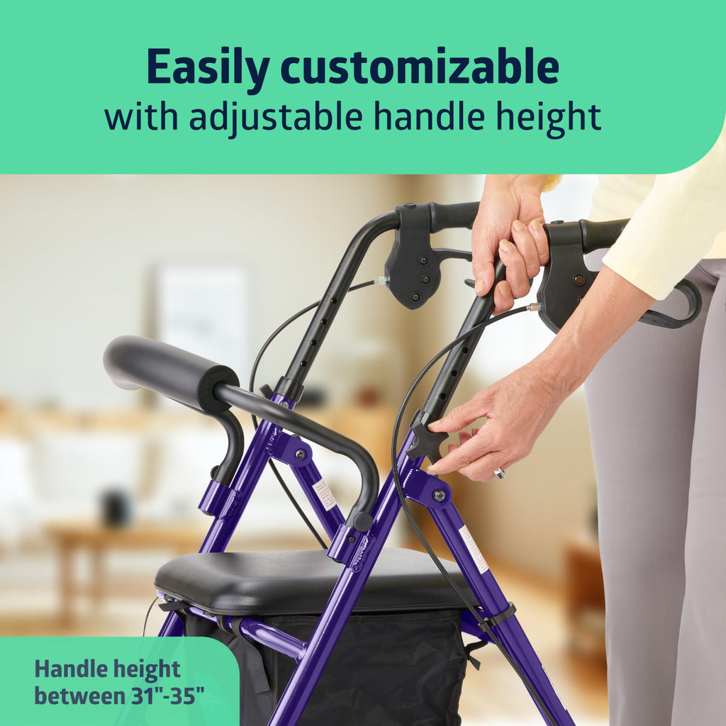 Purple Aluminum Rollator Walker with Seat X73874
