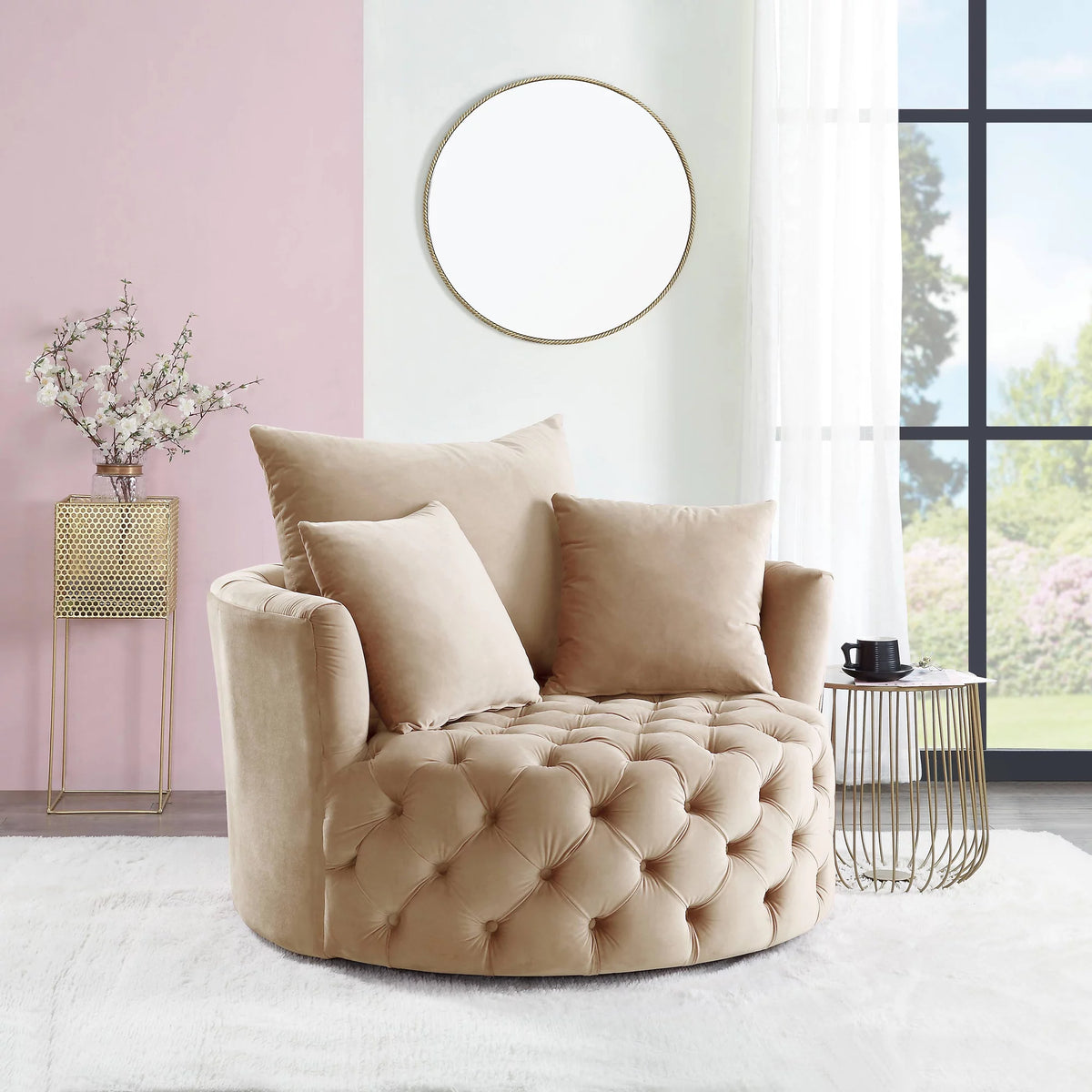 Beige Tufted Accent Chair R9822