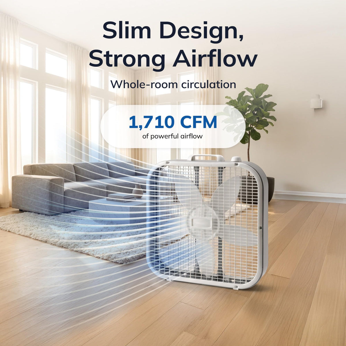 20" Classic Box Fan with 3 Speeds, White X914
