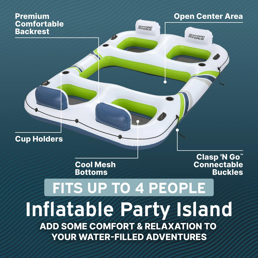 4 Person Inflatable Lounger with Cup Holders F323
