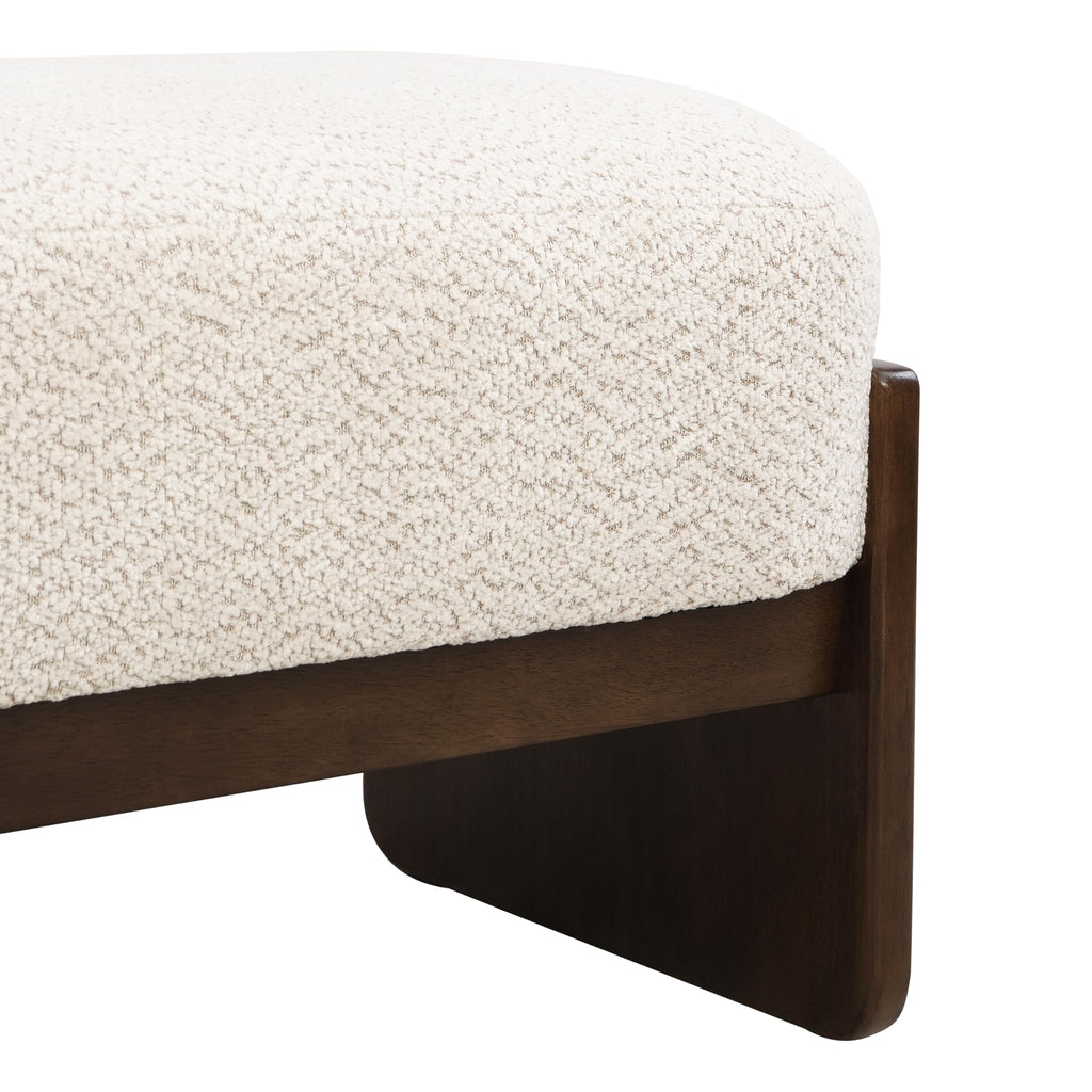 Beige Brown Loop Yarn Fabric Ottoman Bench Z324