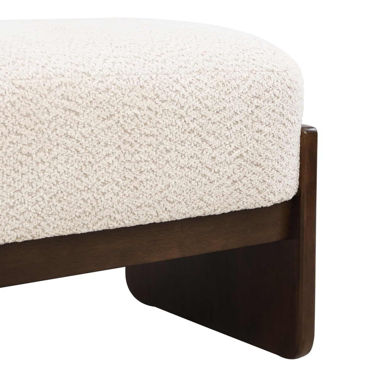 Beige Brown Loop Yarn Fabric Ottoman Bench Z324