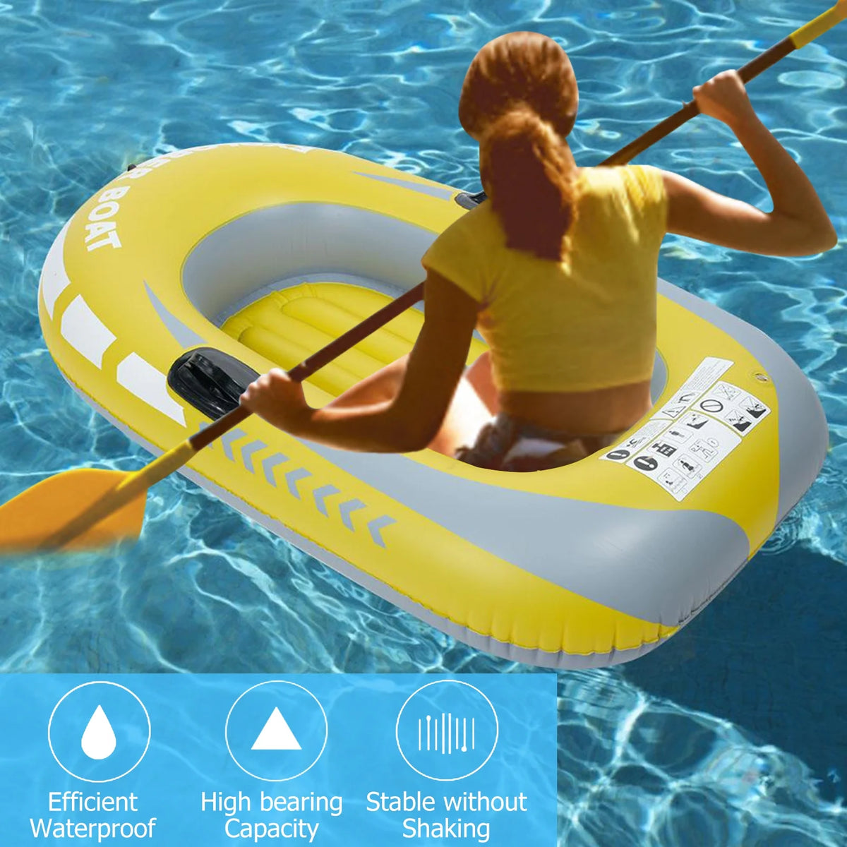 Yellow PVC Inflatable One Person Rowing Air Boat V608