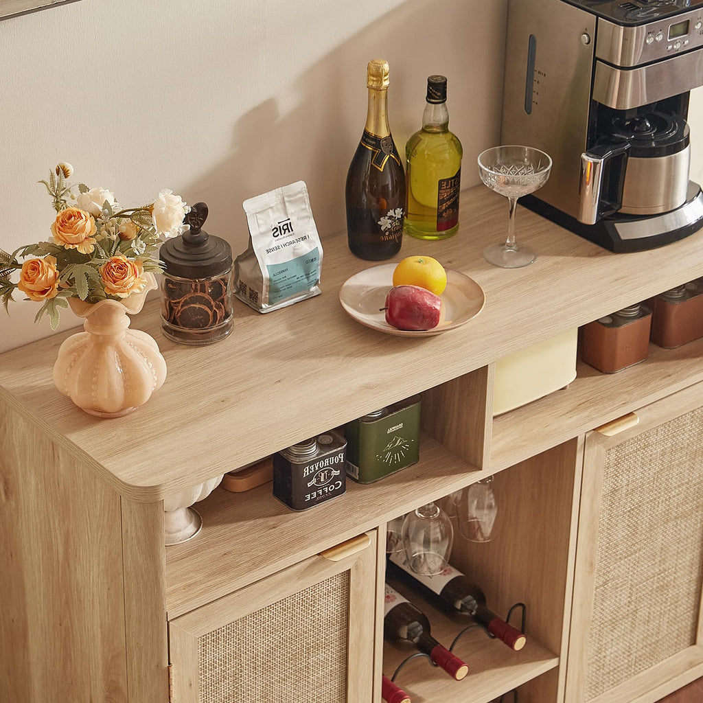 Rattan Wine Bar Cabinet with Storage P72823
