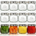 12 Pack 16Oz Wide Mouth Glass Mason Jars with Airtight Lids R200800