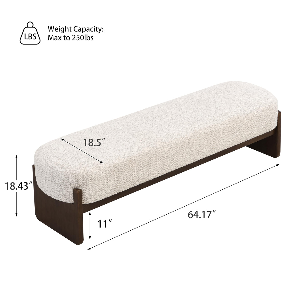 Beige Brown Loop Yarn Fabric Ottoman Bench Z324