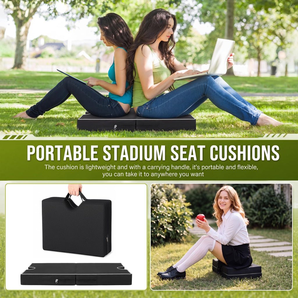 3 Pcs Portable Bleacher Chair Cushions with Handle W991743