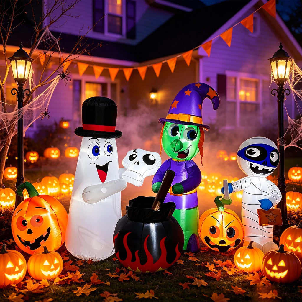 8 FT Halloween Inflatable Witch Ghost Mummy Combo Decorations E9380