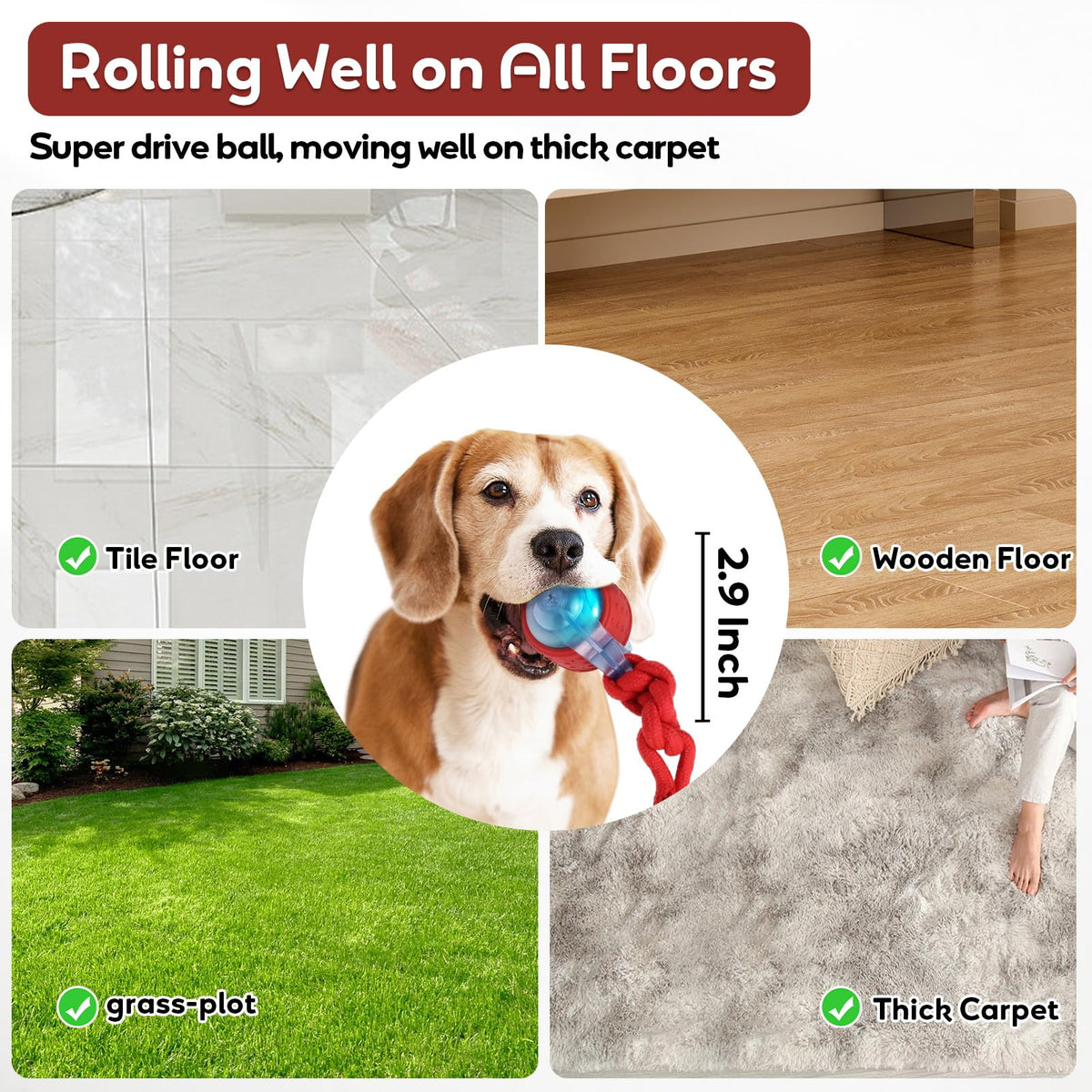 Interactive Rolling Dog Toys with Rope H34499