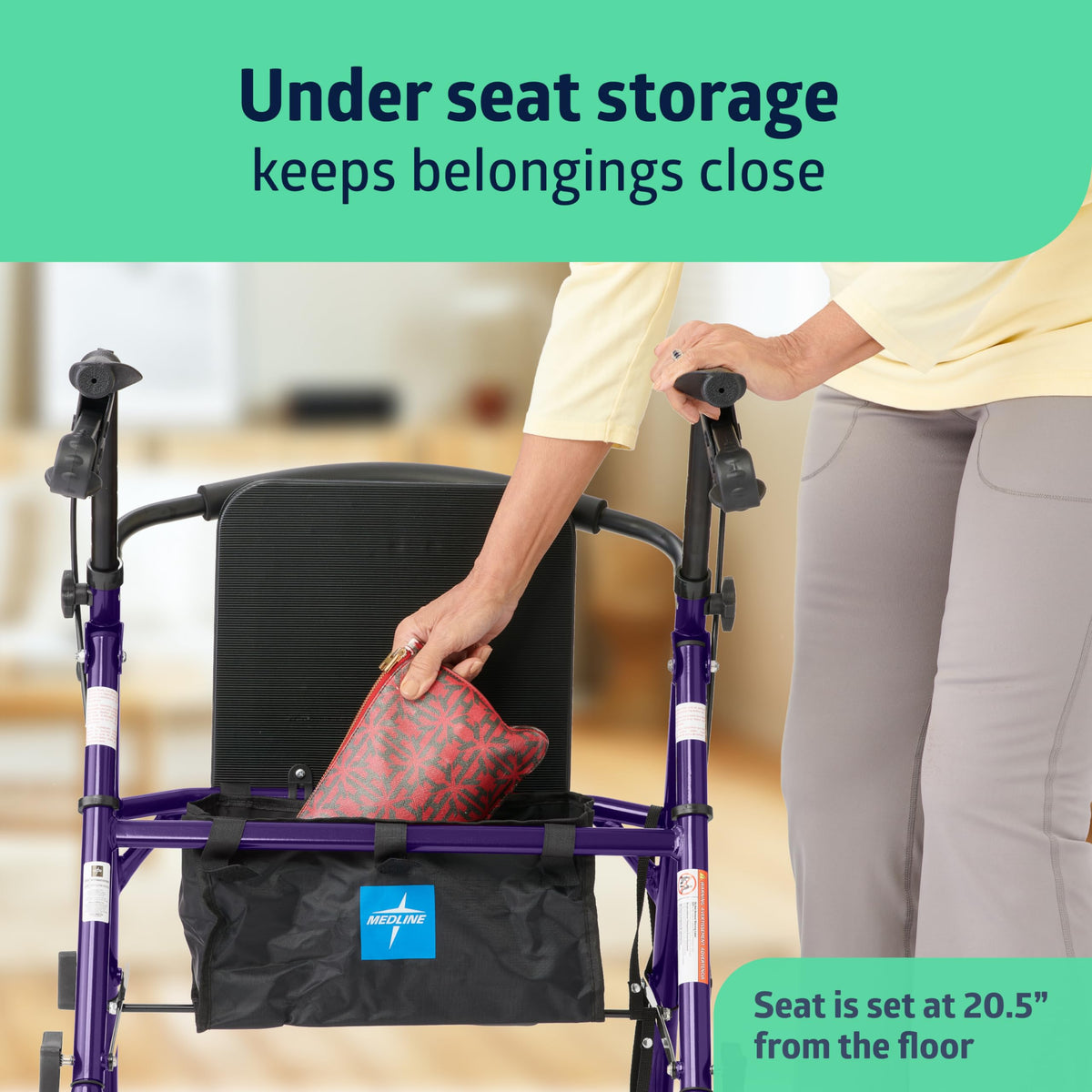 Purple Aluminum Rollator Walker with Seat X73874