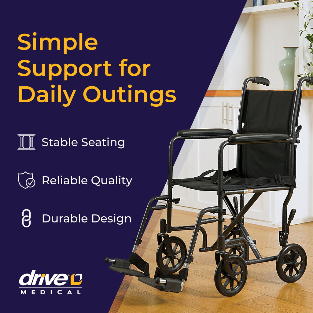 Folding Transport Wheelchair with Swing-Away Footrest F5961