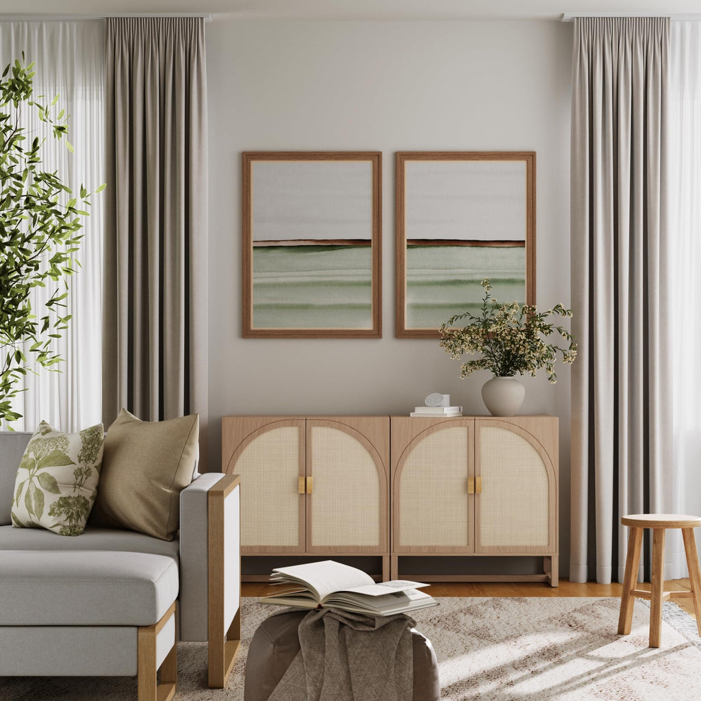Mid-Century Modern Wood Storage Cabinet with Doors Z868