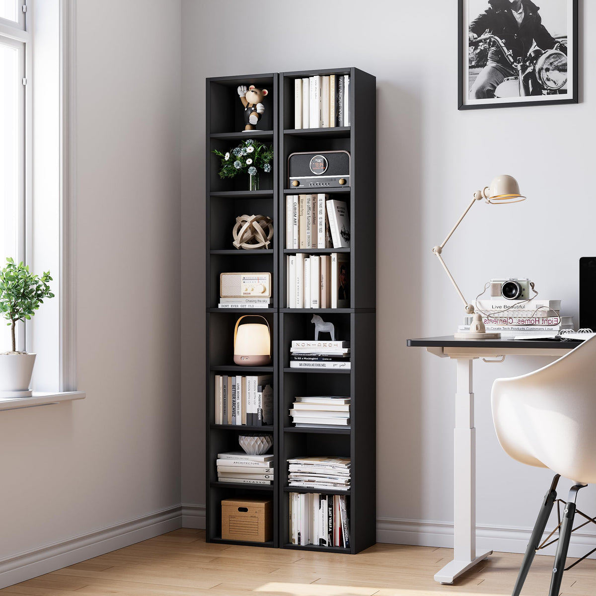 71 Inches Tall Narrow 8-Tier Bookcase with Adjustable Shelves Z116298