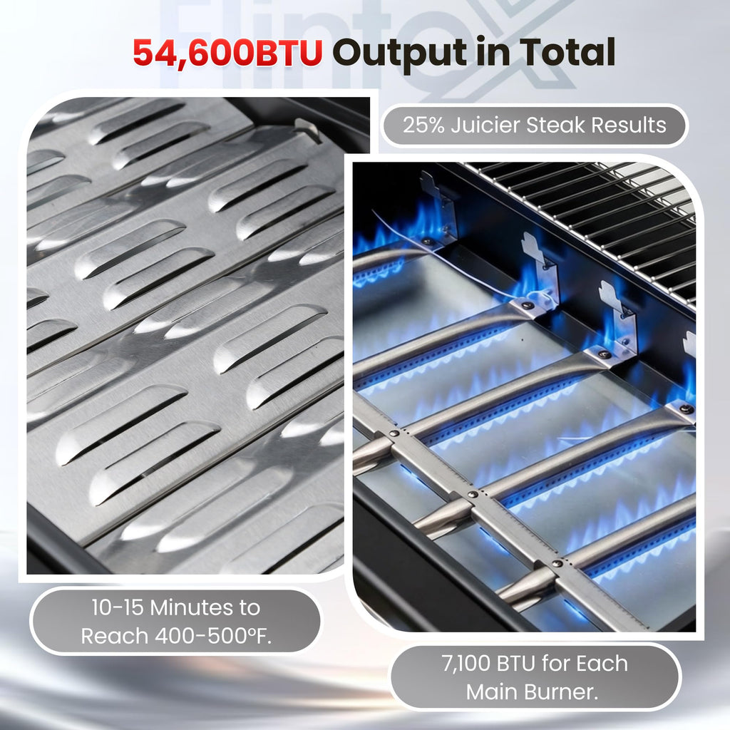 6-Burner Propane Gas Grill with Cast Iron Grates & Griddle, 54,600 BTU, Black Z25213