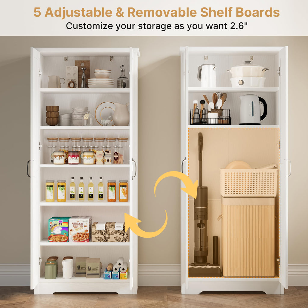 70" Tall Wood Storage Cabinet with 6 Adjustable Shelves V874460